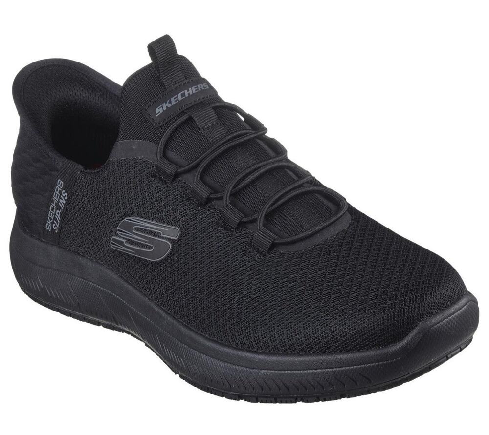Skechers Men’s Slip-ins Work Shoes Black Slip Resistant Sneaker Size 12